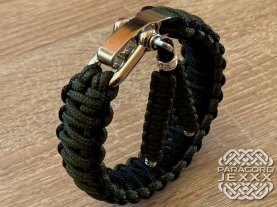 Paracord náramek (20,5 cm) black - oliv 4