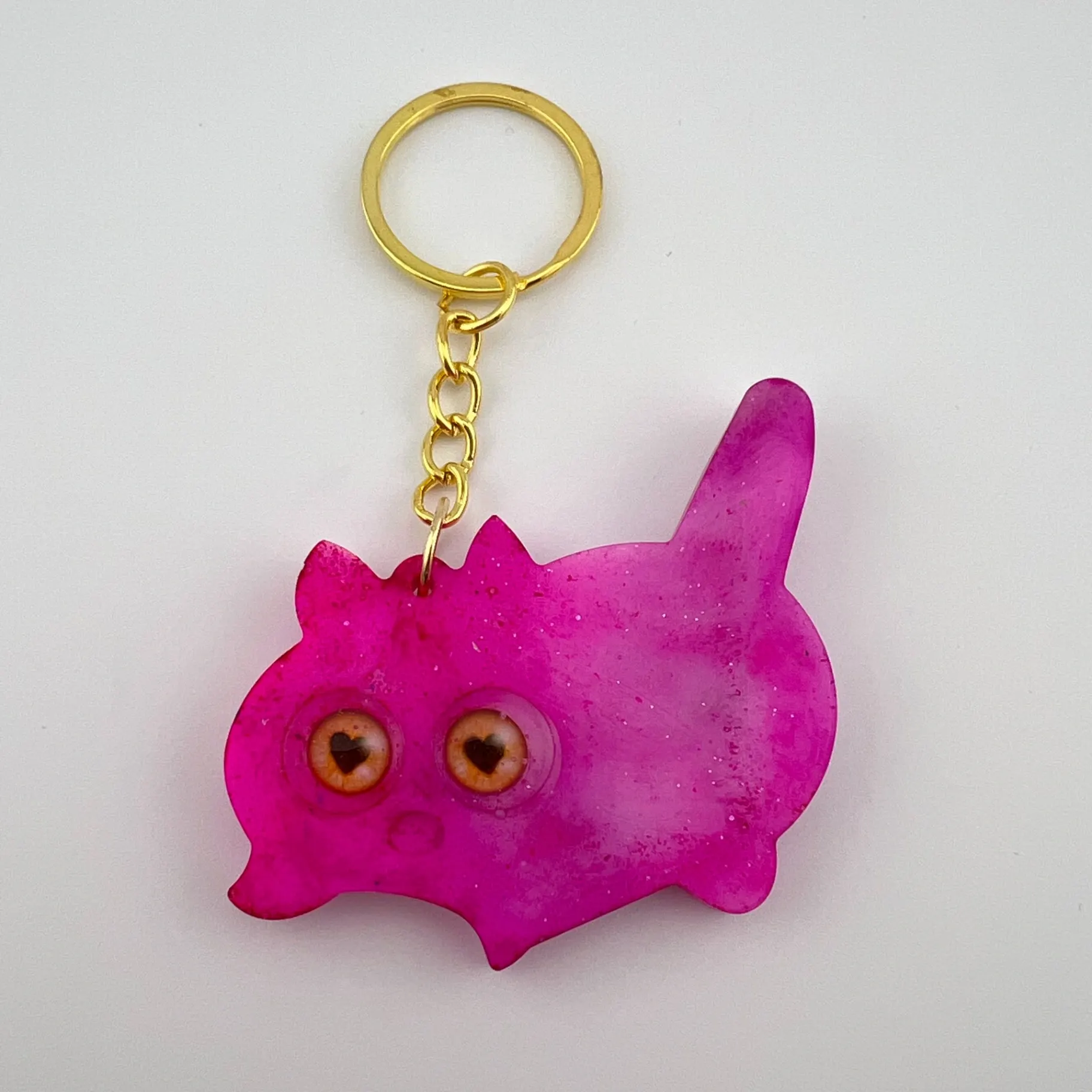 Přívěsek, pryskyřice, kočka, neon, růžová
