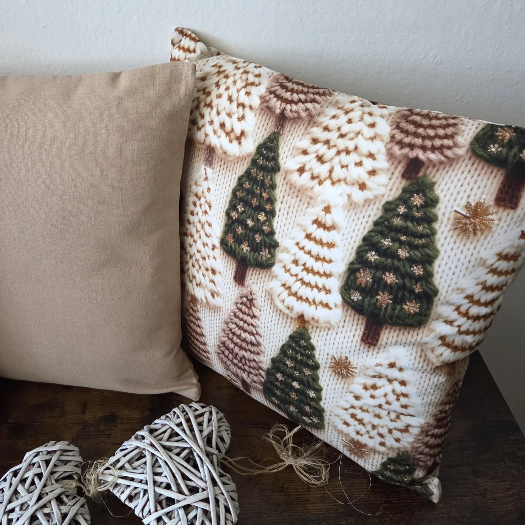 Pletené stromečky – bavlněný povlak s 5D tiskem 1